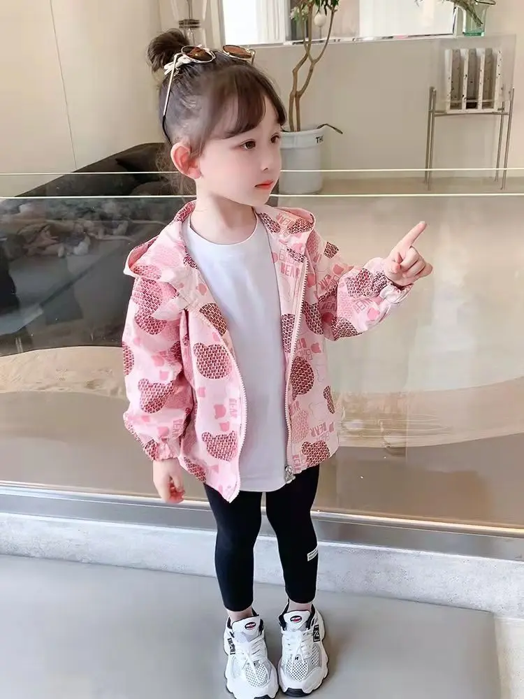 

Laura Kors 2023 New Arrivals Winter Autumn Children Long Sleeve Hooded Print Bear Pink Casual Sweater Child Clothes 4-7T