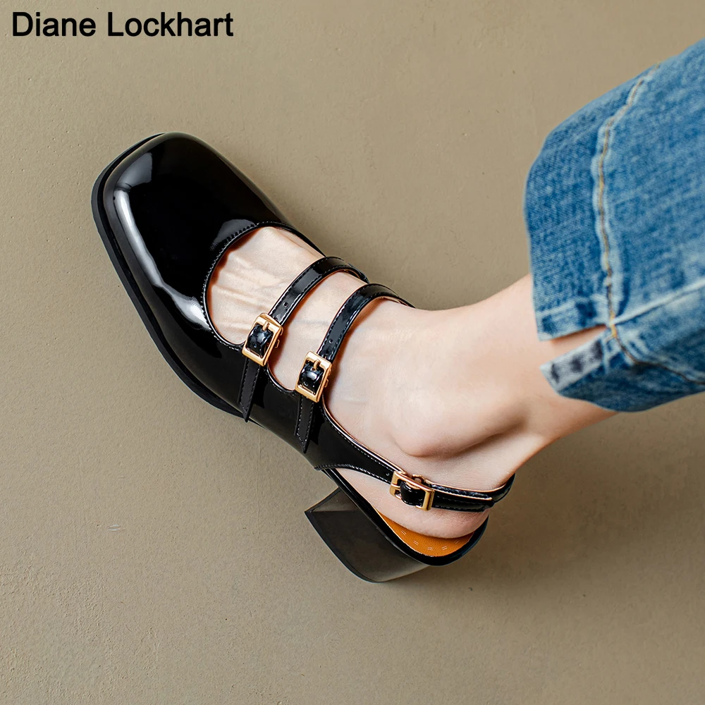 

Туфли-лодочки женские на квадратном каблуке, с ремешком на пятке