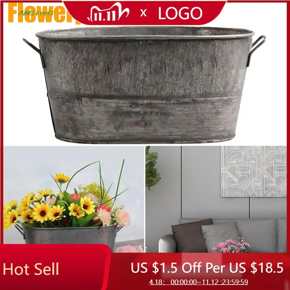 

Garden Plant Pot Decorative Vintage Succulent planter Zinc coat Bucket Boxes Flower Pot Barrel Patio Yard Gardening Home Decor