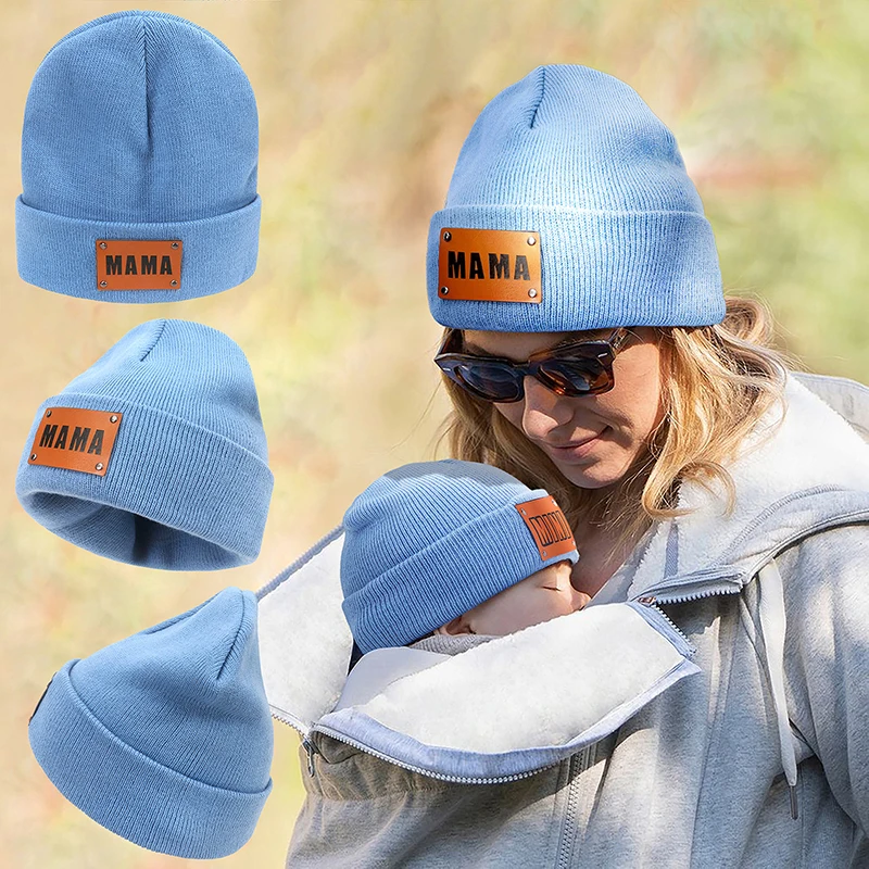 

Winter Warm Caps Mother Baby Knitted Hat Female Warm Skullies Beanies Hip Hop Cap Female Parent-Child Elegant All-match Hat