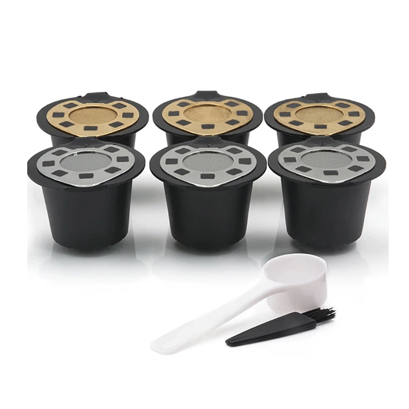 

6PCS Update Version Coffee Capsule for Nespresso Maker with Stainless Steel Lid Espresso Coffee Filter Cafe Pod