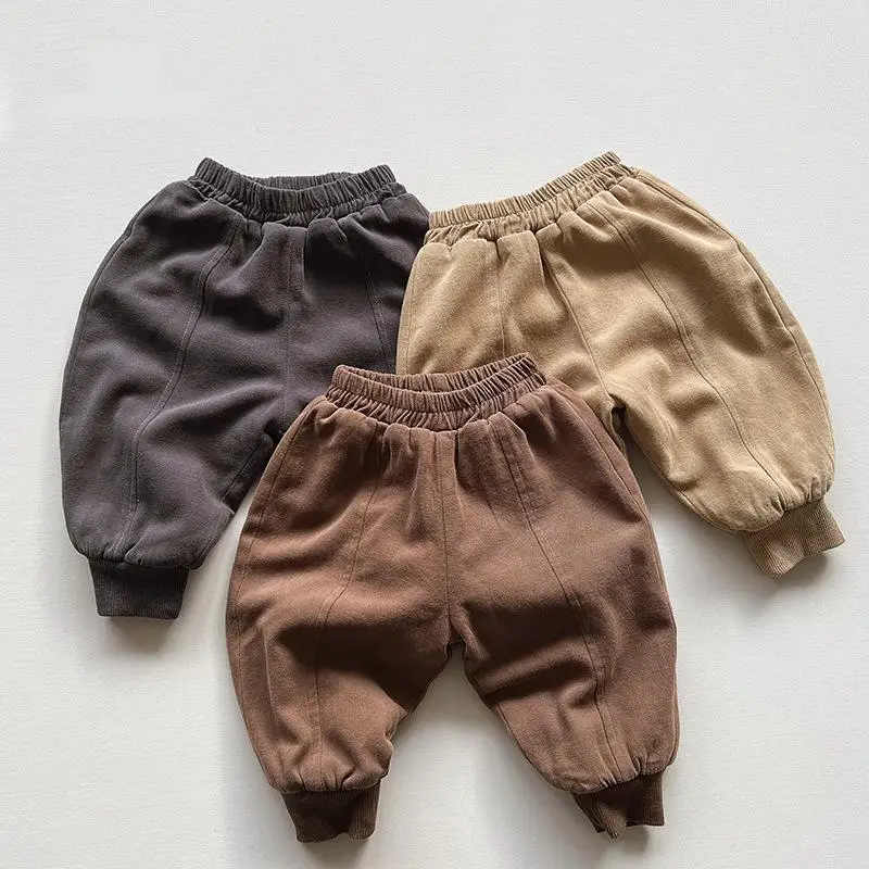 Купи Winter New Baby Cotton Warm Trousers Solid Children Harem Pants Boys Girls Plus Velvet Thick Trousers Thick Kids Clothes за 1,175 рублей в магазине AliExpress