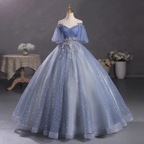 Роскошные платья для Quinceanera с блестками плиссированные с открытыми плечами с коротким рукавом сердечком формальные Бальные платья для выпускного вечера платье