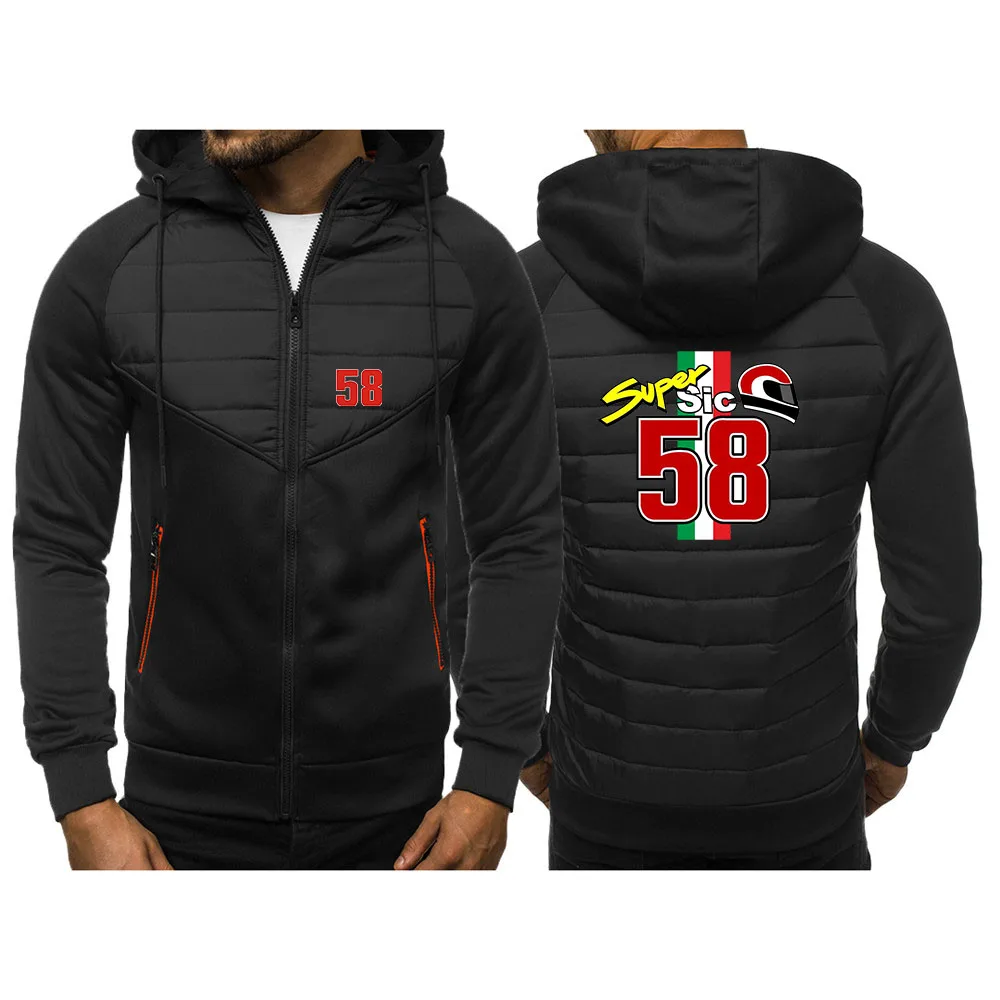 Фото 2024 весна осень мужская Marco Simoncelli Super Sic 58, модная высококачественная лоскутная хлопковая куртка с длинными рукавами и принтом логотипа, пальто №2