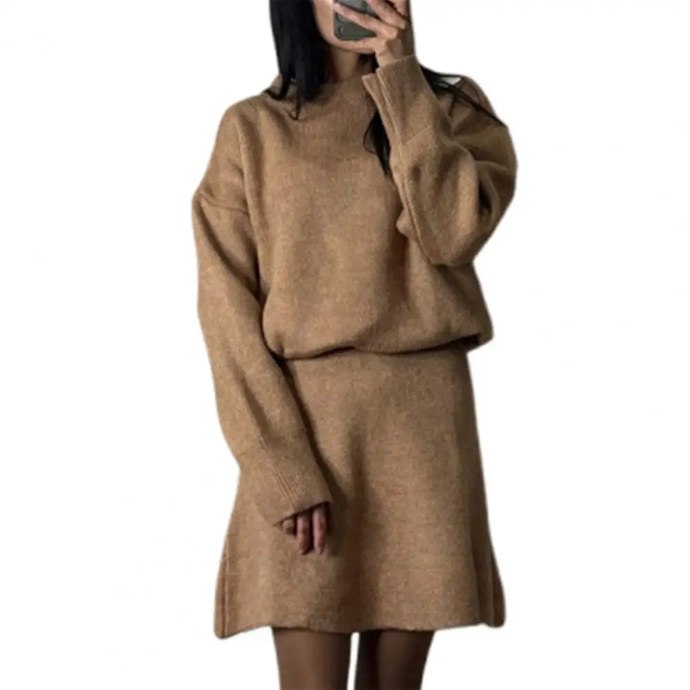 Комплект офисной одежды женский комплект с юбкой-свитером и свободным вязаным