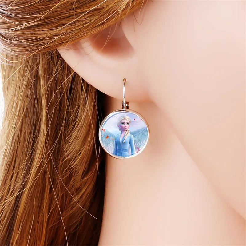 

Disney Cartoon Time Gem Ear Clip Earrings Elsa Anna Frozen Princess Series Jewelry Accessories Women Girls Kids Birthday Gifts