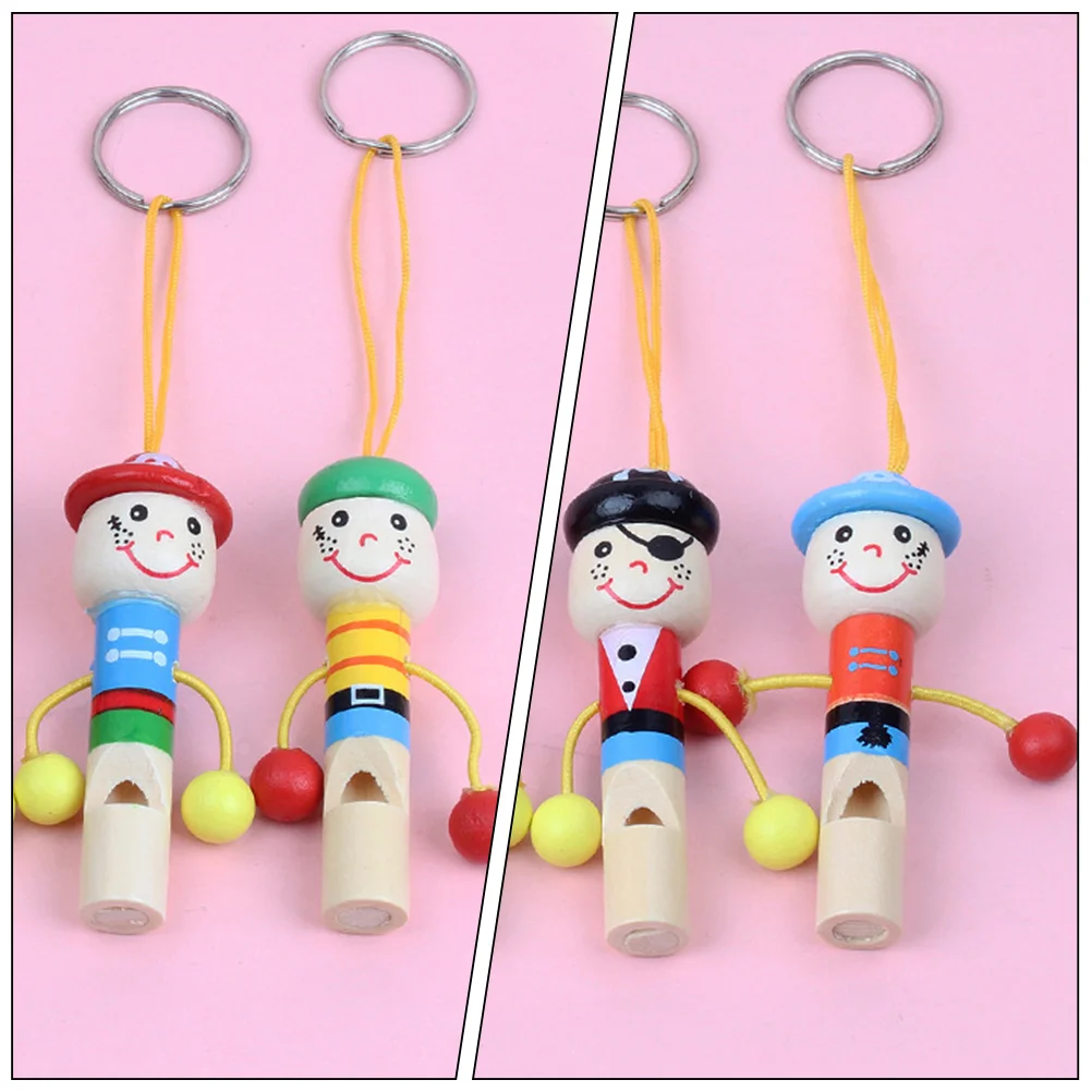 

4 Pcs Whistle Key Chains Kid Playthings Pirate Toy Musical Instrument Train Kids Child Wooden Funny Baby Sports Toys