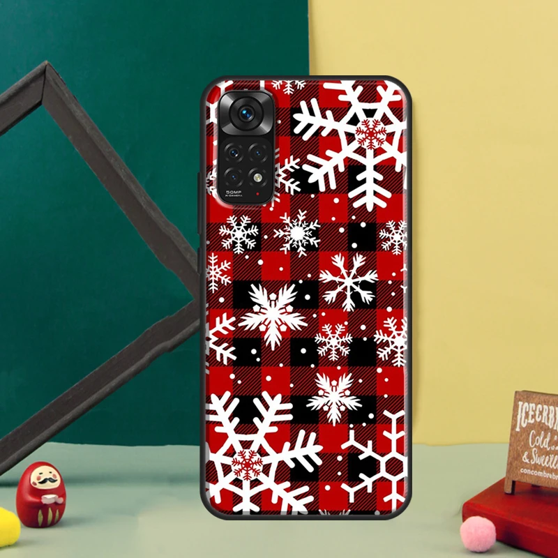 Зимние Снежинки красного цвета для телефона Redmi Note 12 11 Pro Чехол 10 9 8 11S 10S 9S 8T 9A 9C 12C 10C