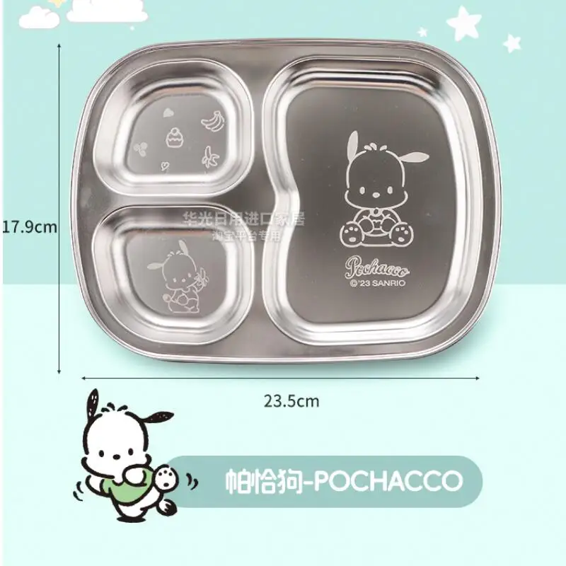 Фото Обеденная тарелка Sanrio Kawaii, милая мультяшная решетка для творчества, студенческая тарелка для детского сада, столовой, ужин, красивый новый стиль №4