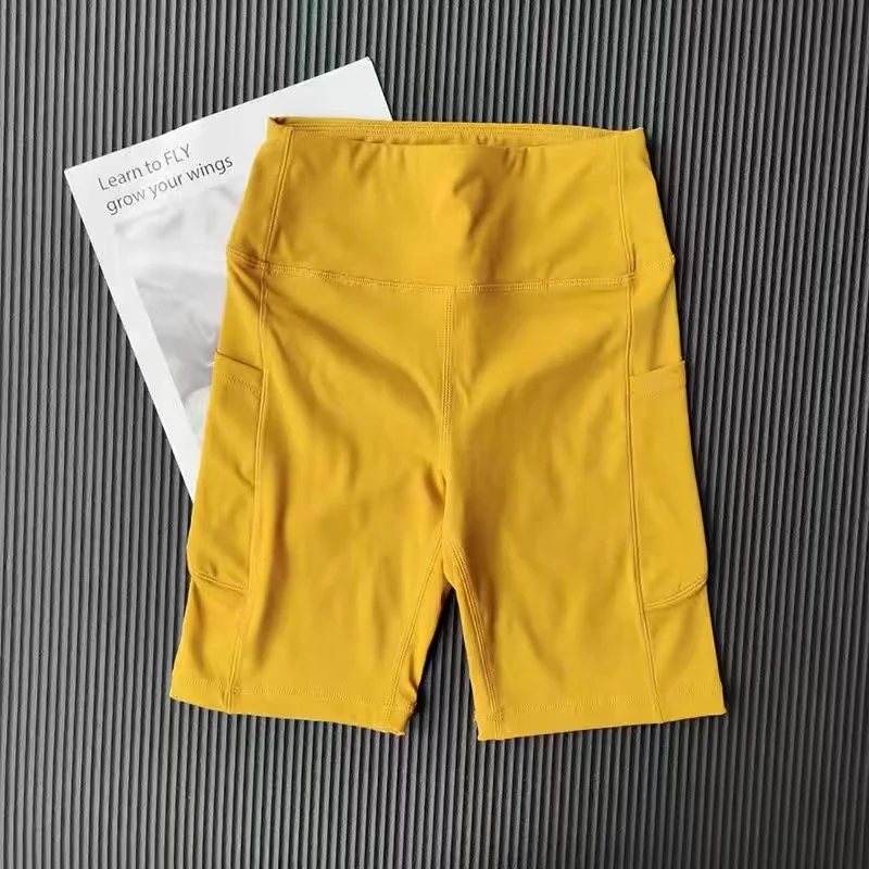 Lulu High-waisted Belly Workout Yoga Sports Shorts Hip Lift Tight Fit Fitness 5Points Pants Exercise Training Workout Shorts