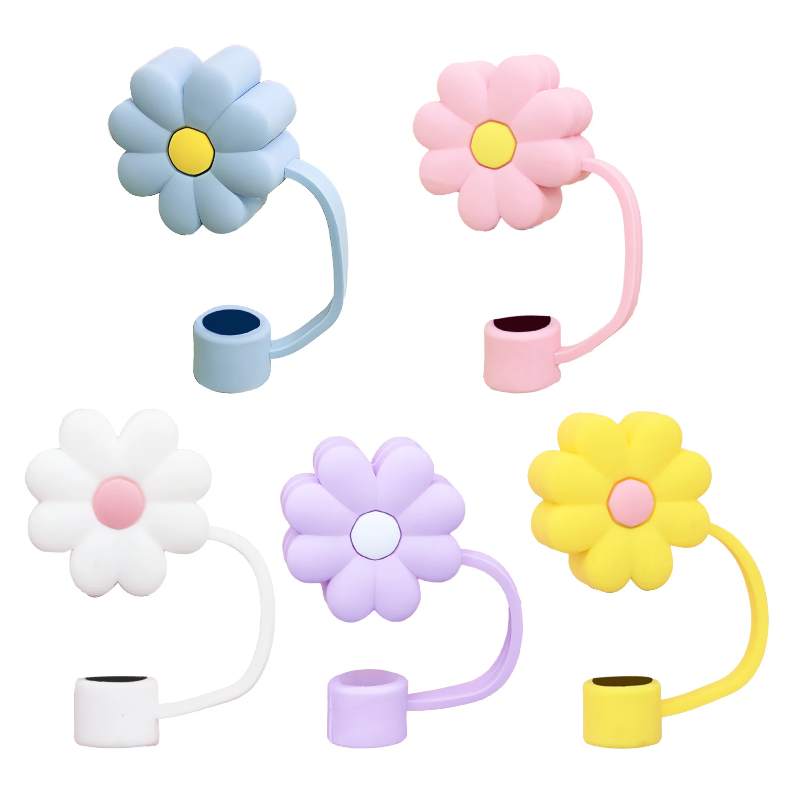 

Straw Cover Cap For Stanley Cup Reusable 8mm/10mm Cute Silicone Straw Topper 40 Oz Tumbler With Handle Tips Lids Flower