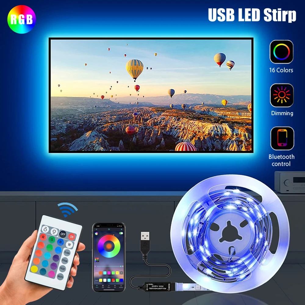 

RGB Led stirp 2835 Light Bluetooth Control Decoration living Room Bedroom Background Fita Lamp 5M 10M 20M Ribbon Flexible Bulbs