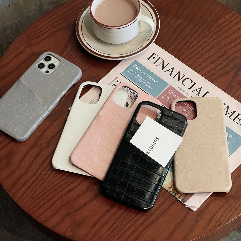 

Crocodile card insert leather protective case for Apple 14 iphone13/12/11 new fashionable cute phone case for students and women
