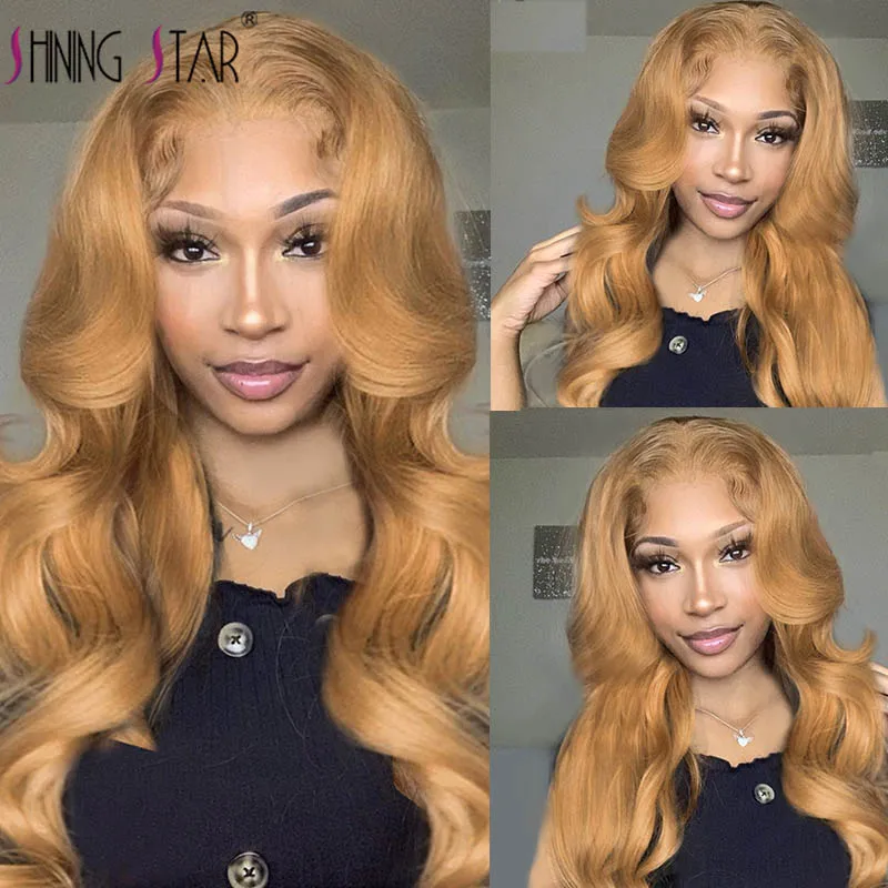 Blonde Lace Front Wig Human Hair 13×4 Honey Blonde Lace Frontal Wigs Brazilian Remy Pre Plucked With Baby Hair Ginger Wigs 180%