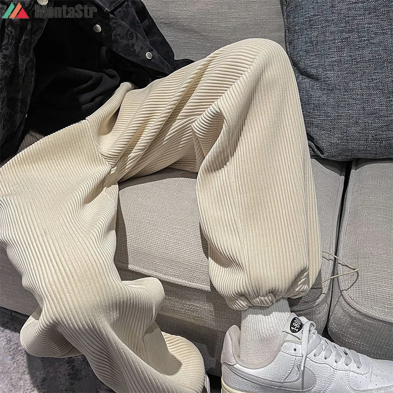 

Corduroy Pants Men Spring Autumn pants casual loose staight trousers mens Elastic waist Harem pant male trousers