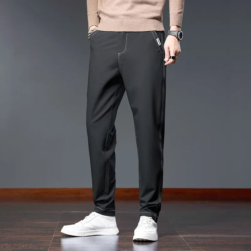 Autumn/Winter New Men's Straight-Leg Elastic Casual Pants Small Size Fashionable Integrated Style Trousers