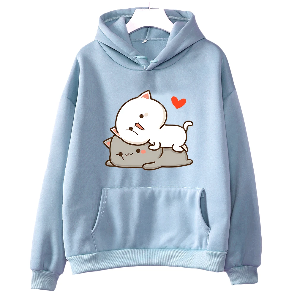 

Peach Cat Goma Mochi Cartoon Print Hoodie Kawaii Cartoon Women's Clothing Femme Korean Style Sweatshirt Harajuku Hoody Female