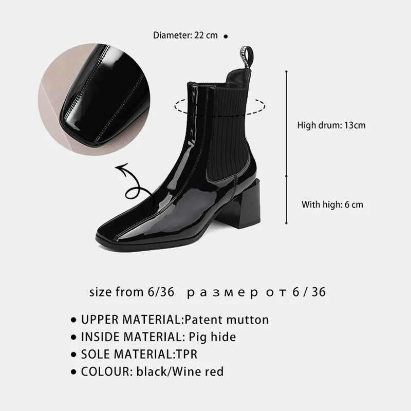 Ботильоны женские ODS из натуральной лакированной кожи