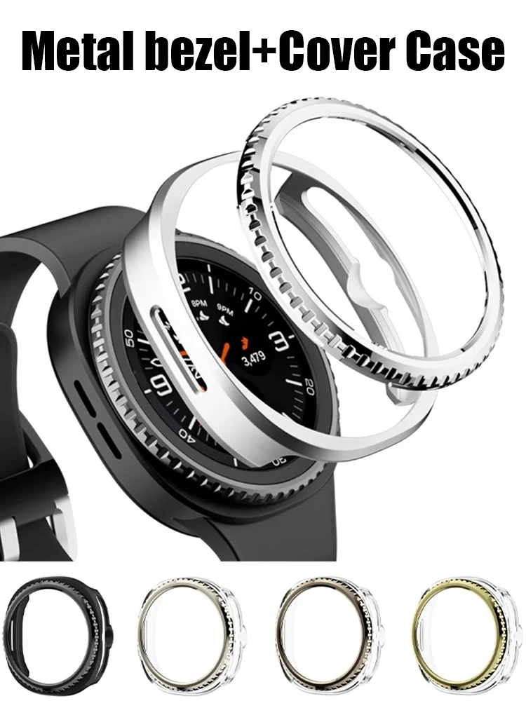 Фото Металлическое кольцо безеля + чехол для Samsung Galaxy Watch 8 classic 46 мм, защитный жесткий защитный бампер для ПК Galaxy Watch8 classic Case 46 №3