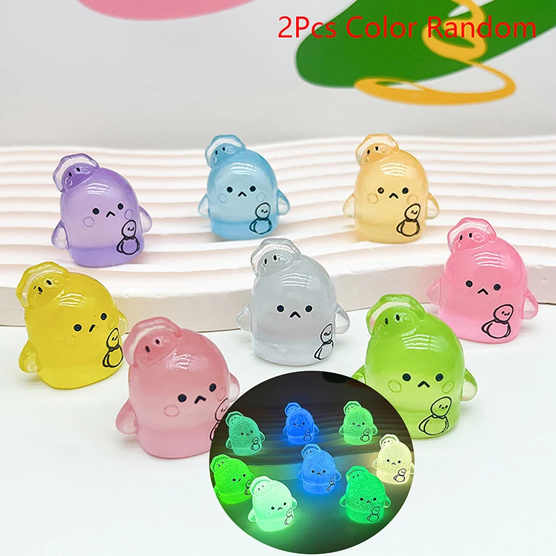 

2Pcs Luminous Poached Eggs Ornament Mini Cartoon Color Doll Micro Landscape Decoration Dollhouse Miniature Toy