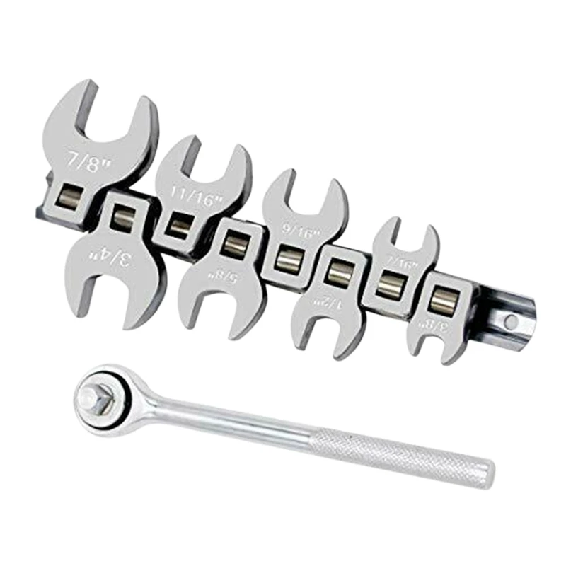

8 Pcs 3/8 Inch Head Movable Opening 3/8-7/8 Imperial Quick Ratchet Wrench L-Shaped Wrench Horn Opening