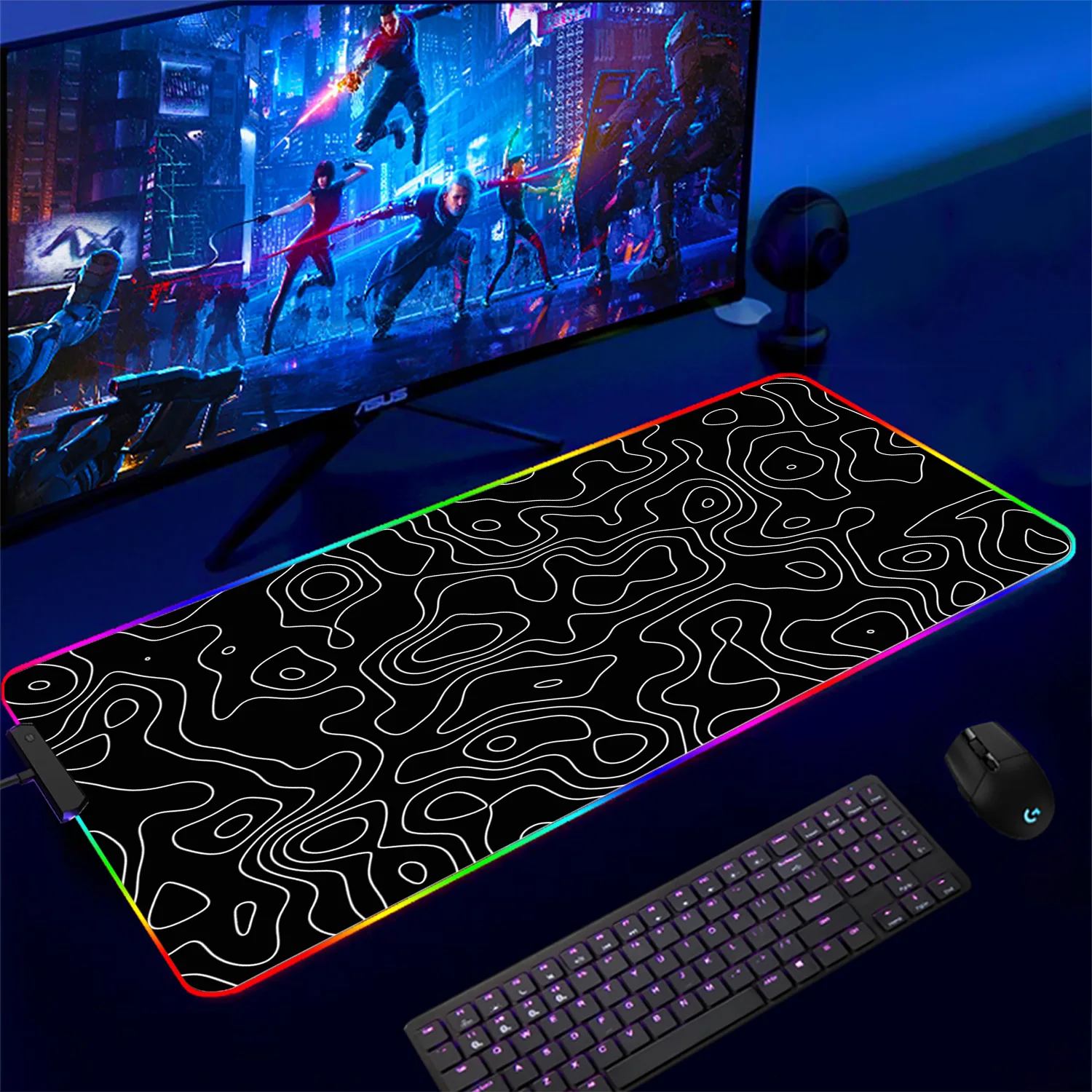 Светодиодный жидкий коврик для мыши GRB компьютерный ноутбук Strata Аниме Коврик