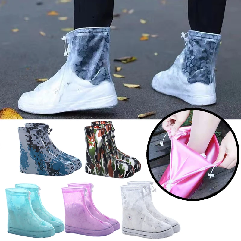 

Waterproof Non-slip Shoes Protectors Unisex Outdoor Rain Boots Cover Thicker Reusable Wear-resistant Zippered Shoe Cover