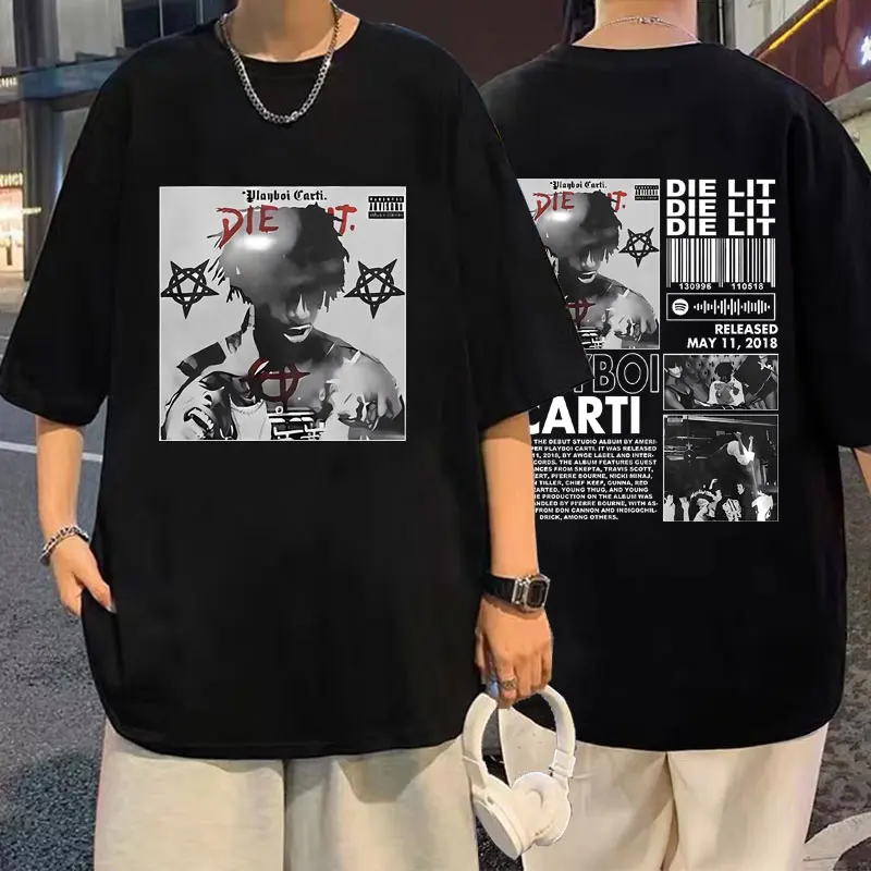 

Rapper Playboi Carti Die Lit Print T Shirts Rap Album Graphic T-shirt Men Hip Hop Punk T Shirts Male Fashion Streetwear Tshirt