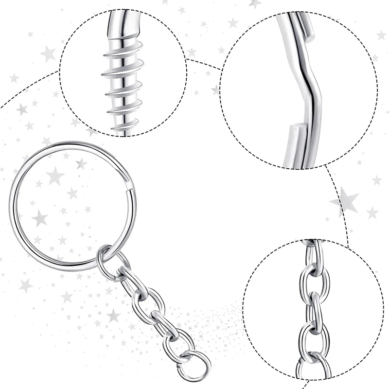 720 Pcs Keychain Rings Kit Including Open Jump Rings Connectors Bulk And Screw Eye Pins Hooks For DIY Crafts Silver