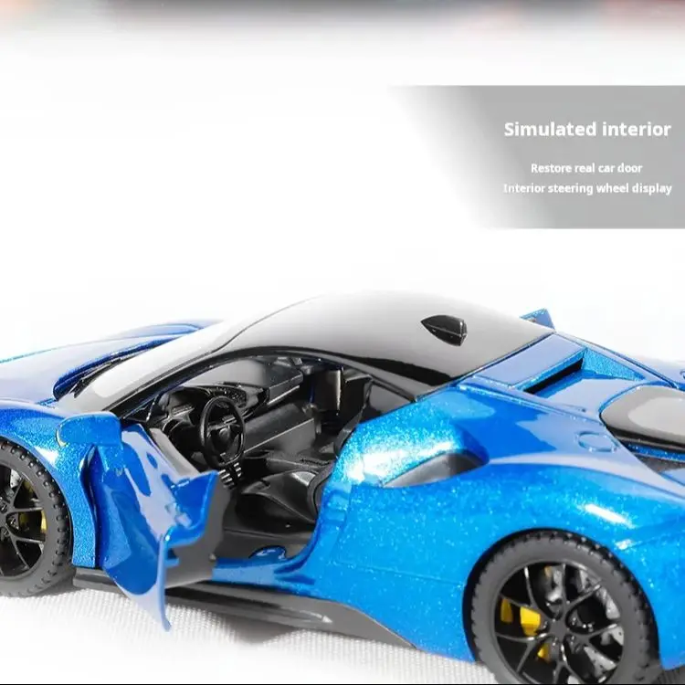 Фото Модель спортивного автомобиля Ferrari SF90 в масштабе 1:32, изысканная литая имитационная модель, коллекционная фигурка для мальчиков и украшение для рабочего стола №4