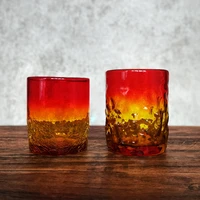 color ice crack vintage wine glass vintage household middle ancient cup japanese glass foreign trade yuan single water cup