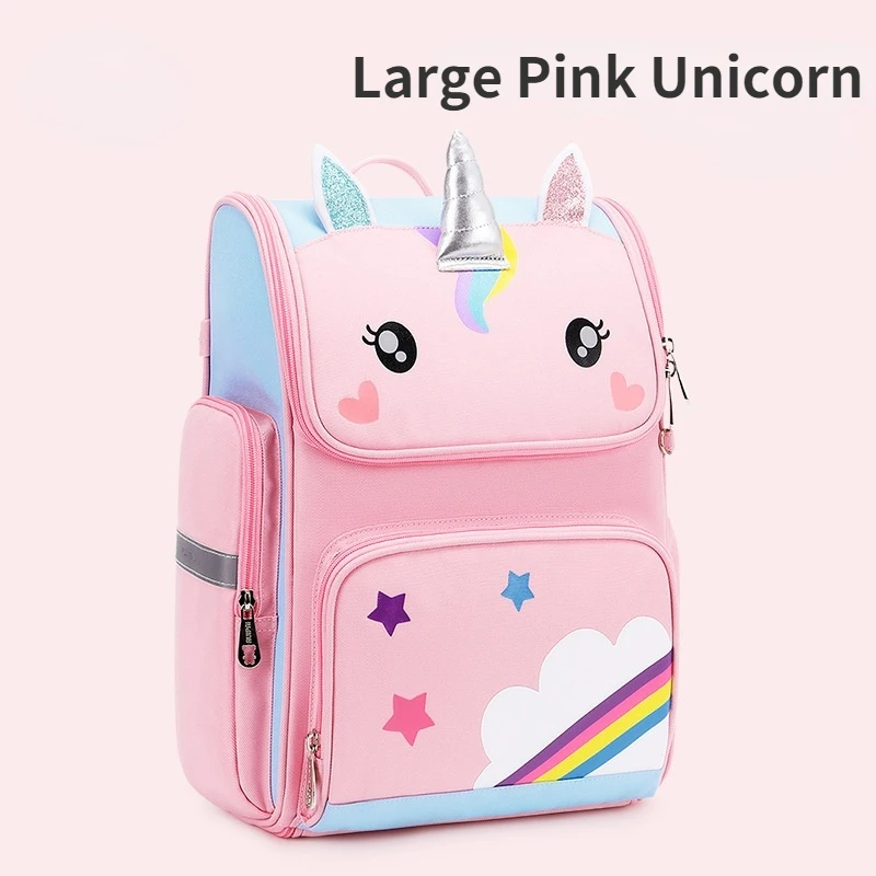 New Korean Children Cartoon Unicorn School Bags Cute Student Grade 3-6 Waterproof Load Reducing Girl Boy Travel Backpack Hot