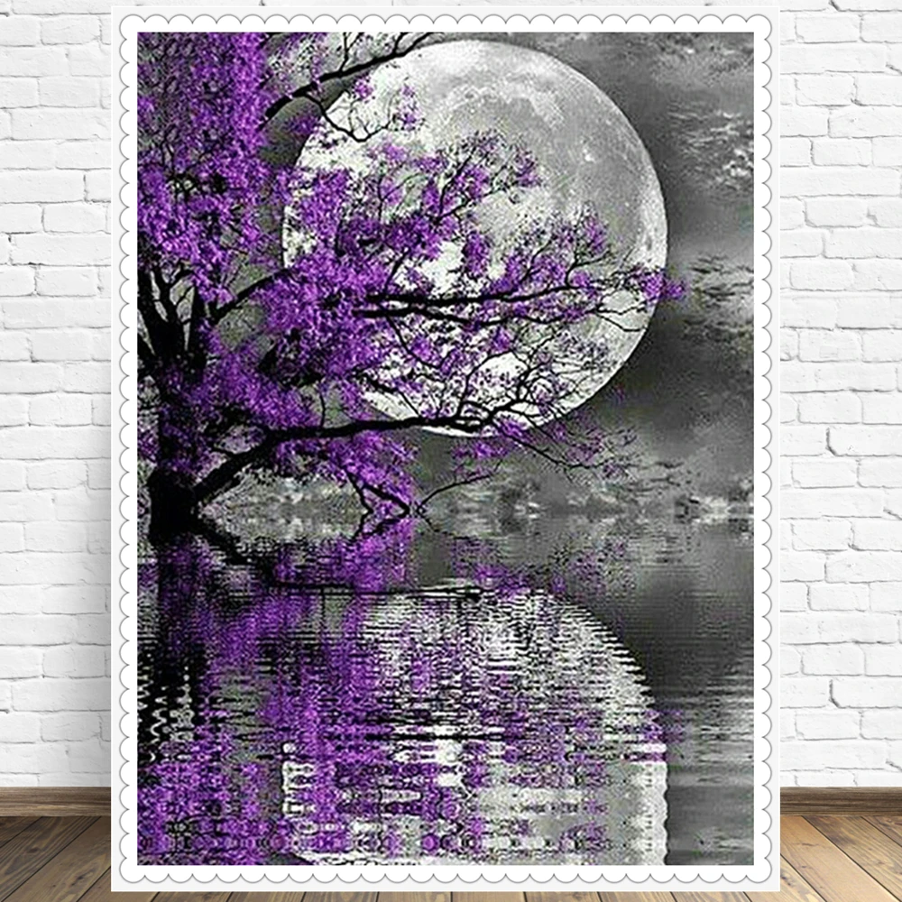 

Landscape Flower Moon DIY 5D Diamond Painting Full Drill Square Embroidery Mosaic Art Picture Of Rhinestones Home Decor Gifts