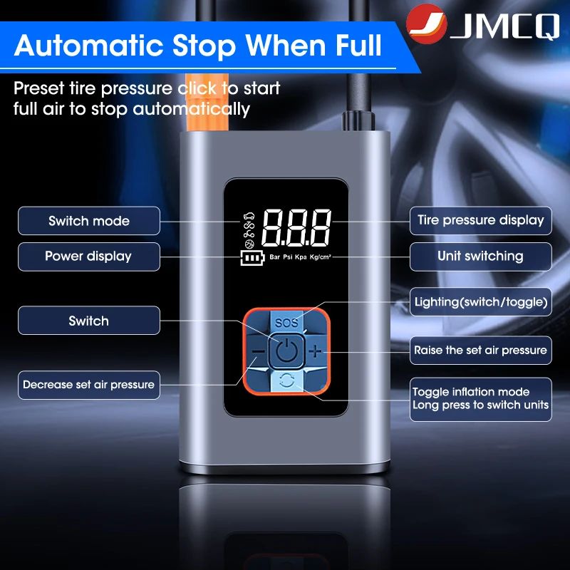 JMCQ беспроводной автомобильный воздушный компрессор электрический насос для