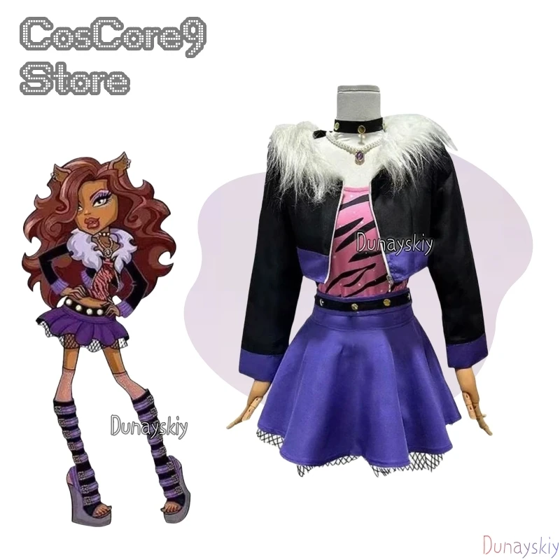 Фото Monster Clawdeen Wolf Hig Косплей Костюм Ролевая игра Верхнее пальто Юбка Костюм Высококачественный термостойкий Хэллоуин Карнавал π로 의상 №2