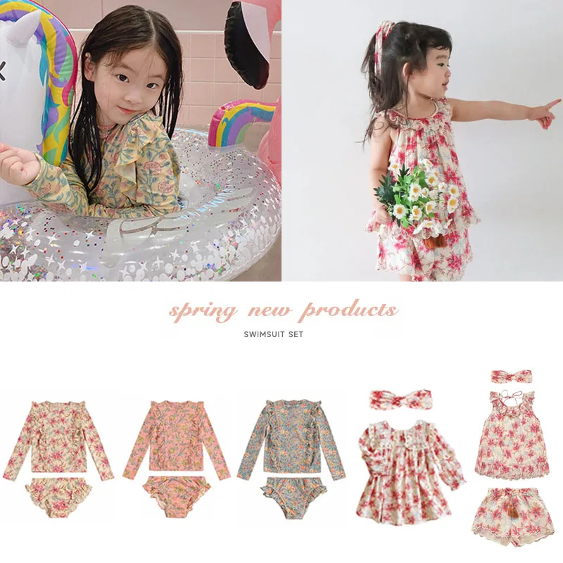 

IN STOCK 2022 LM Summer Swimsuit Clothes Cartoon Print Dress Baby Girls SHIRTS Kids Summer Clothes Dress Fashion Swimsuit