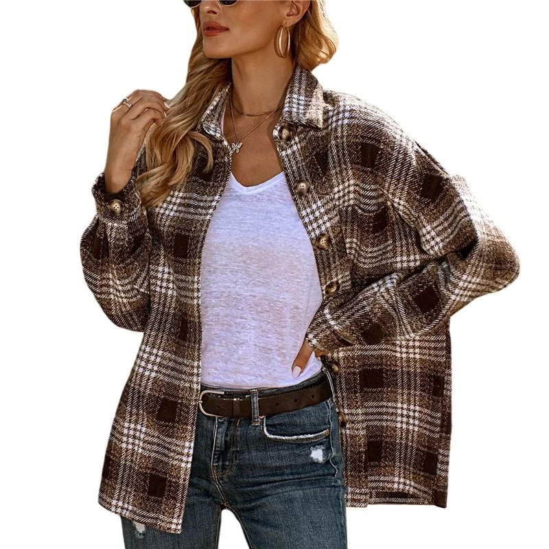 

Women's Jackets Women Long Sleeve Shirt Spring Autumn Casual Style Jacket Fashion Street Retro Elegant Coat