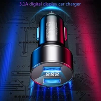 3 1a car charger dual usb lcd display cigarette socket lighter qc car charger for iphone 12 samsung xiaomi huawei fast charge