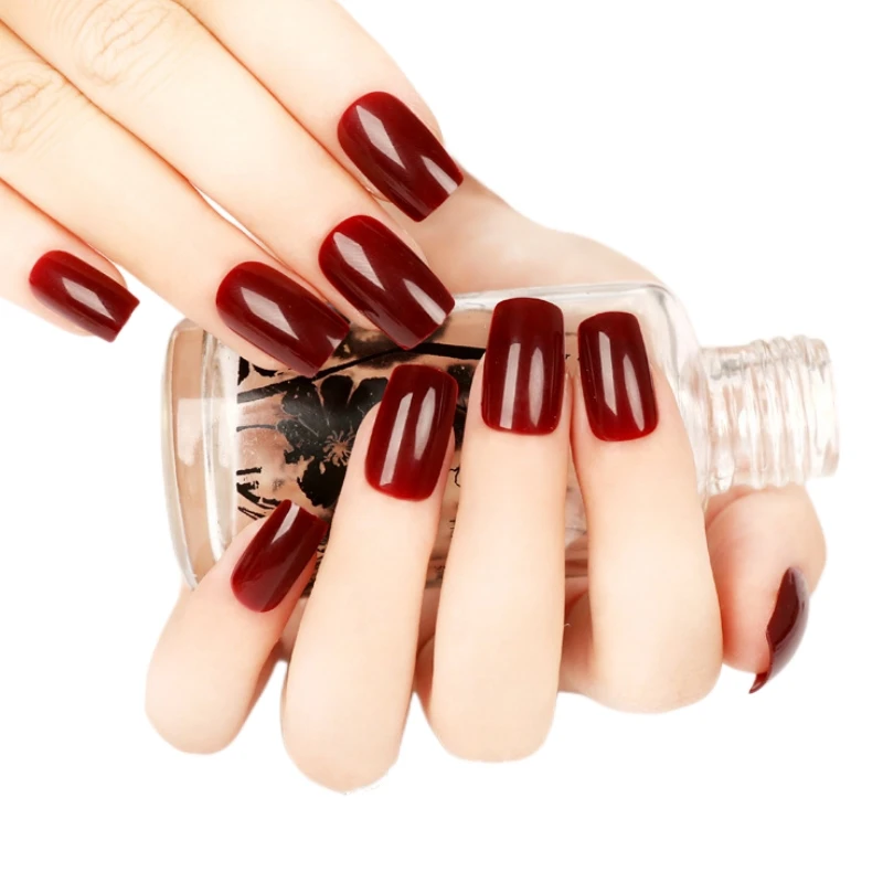 

24pcs Full Coverage Medium Square Press On Nails Solid Color Elegant Ladies False Nail Art Tips Home Manicure DIY