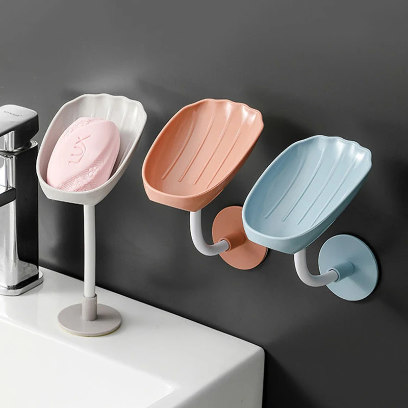 

Wall-mounted Soap Dishes Rack Shower Soap Holder Tray Stand Drain Rack Box Shell Shaped Storage Organizer Bathroom Accessories