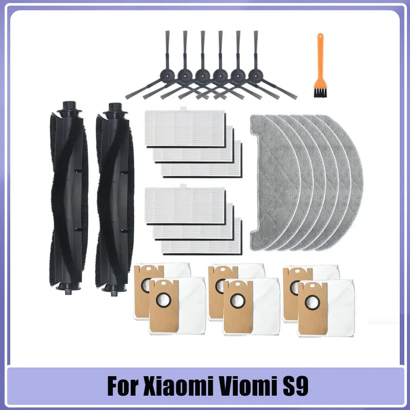 

For Xiaomi Viomi S9 Robotic Vacuum Cleaner Accessories Main Brush Mop Cloth Parts Side Brush Hepa Filters Dust Bags Replacements