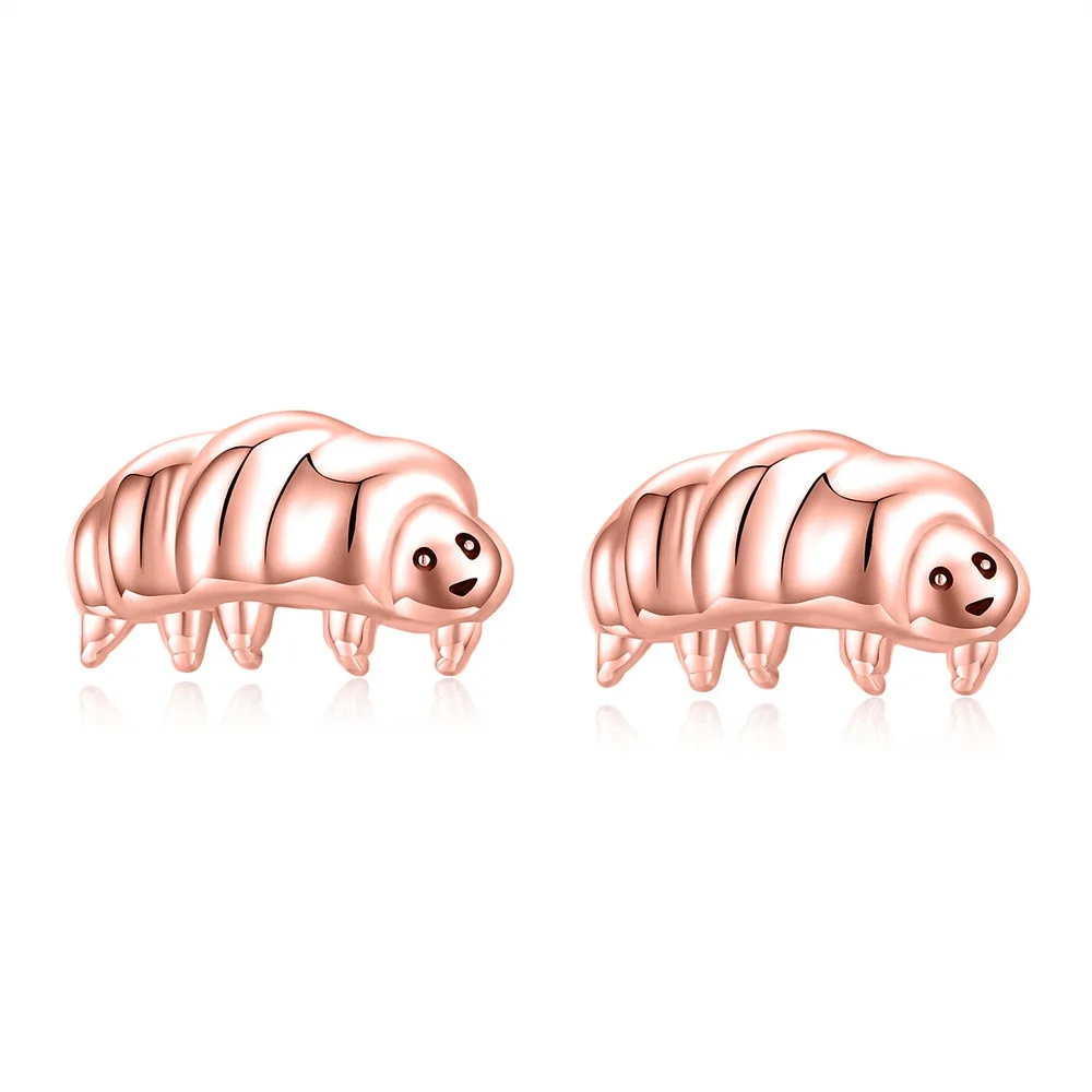 

Harong New Tardigrade Ear Studs Fashion Cute Rose Gold Color Animal Water Bear Earring Jewelry for Girl Woman Christmas Present