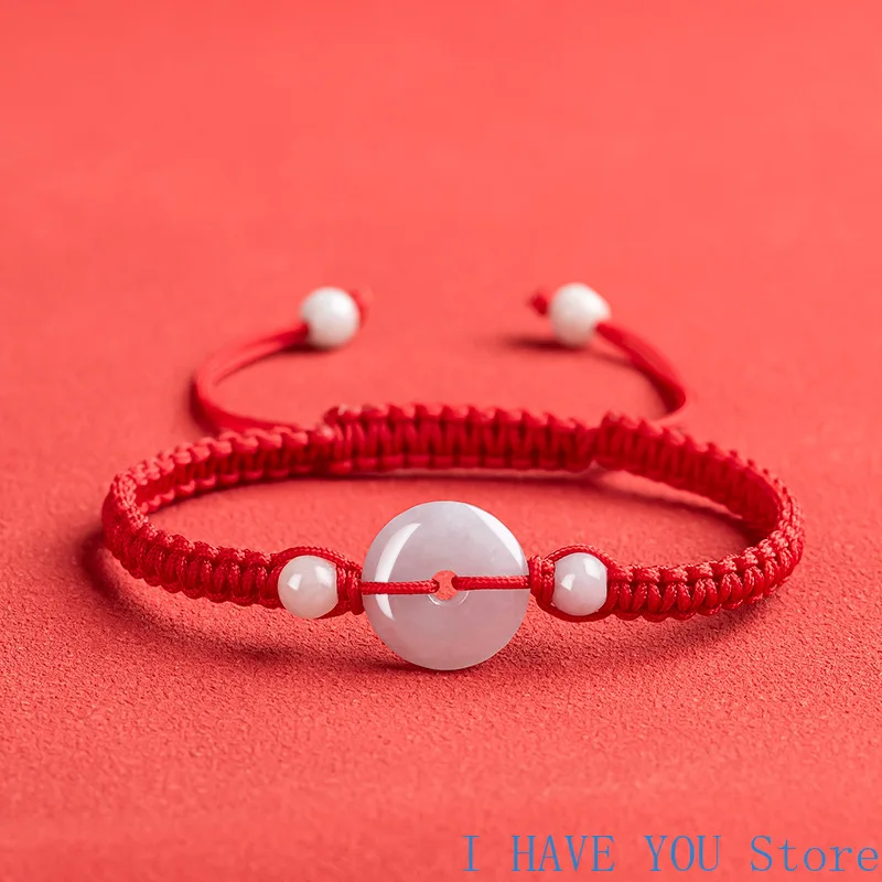 

High Grade Hand Woven Natural A-grade Jade Bracelet Safety Buckle Hand Rope Bracelet Women's Benmingnian Jewelry Accessories