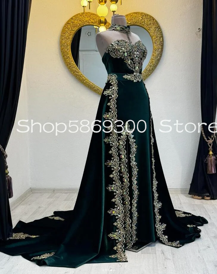 Хантажное зеленое платье для выпускного вечера из марокканского фарфора с