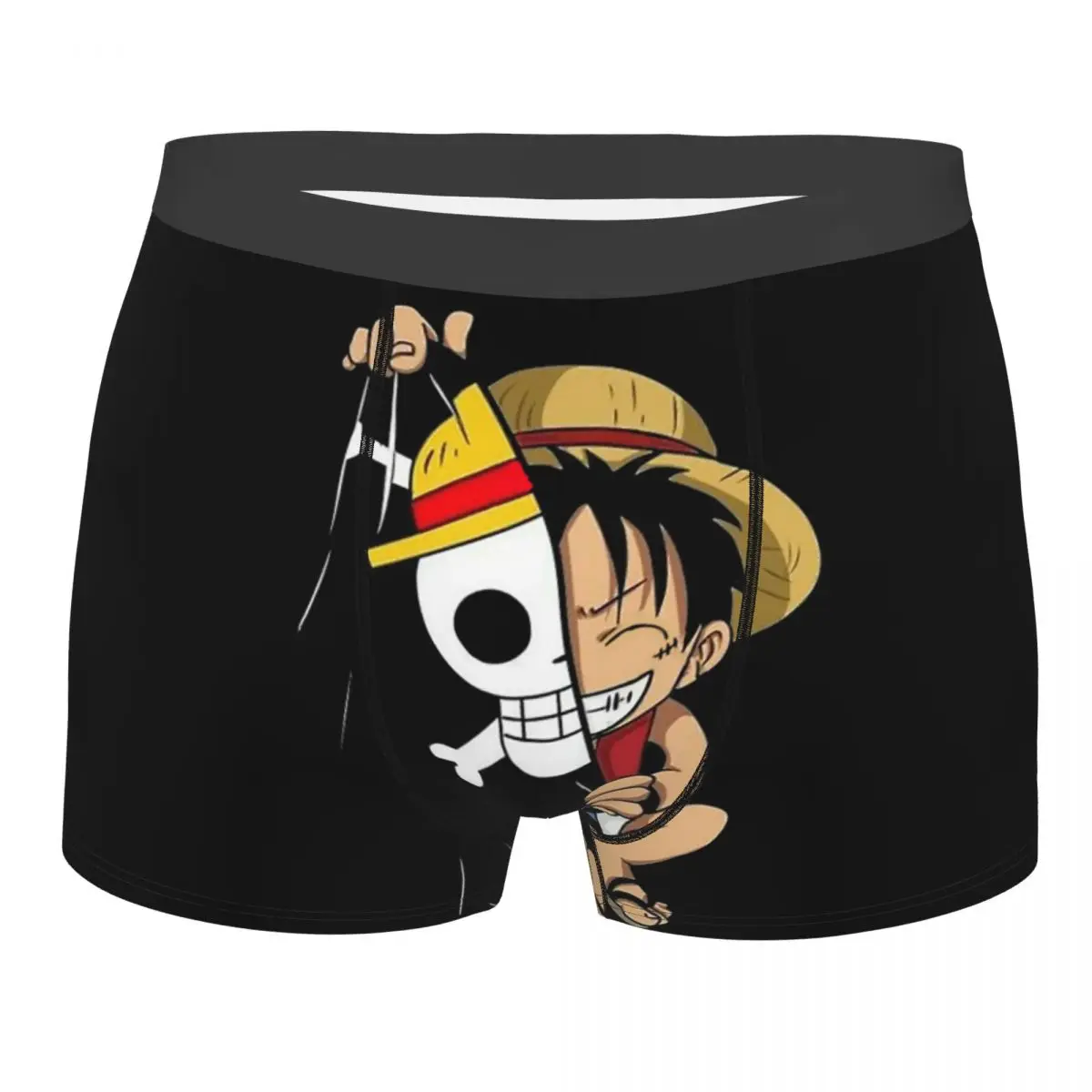 

Anime Men Boxer Briefs Shorts Panties Pirate Luffy Soft Underwear Male Humor Underpants Boxershorts Men Print Polyester