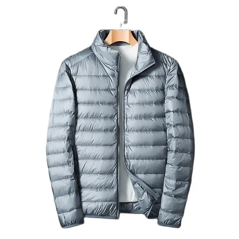 Orange Duck Down Jacket for Men Winter New Lightweight Thermal Stand Collar Coat Fashion Casual Warm Light Slim Overcoat Parkas