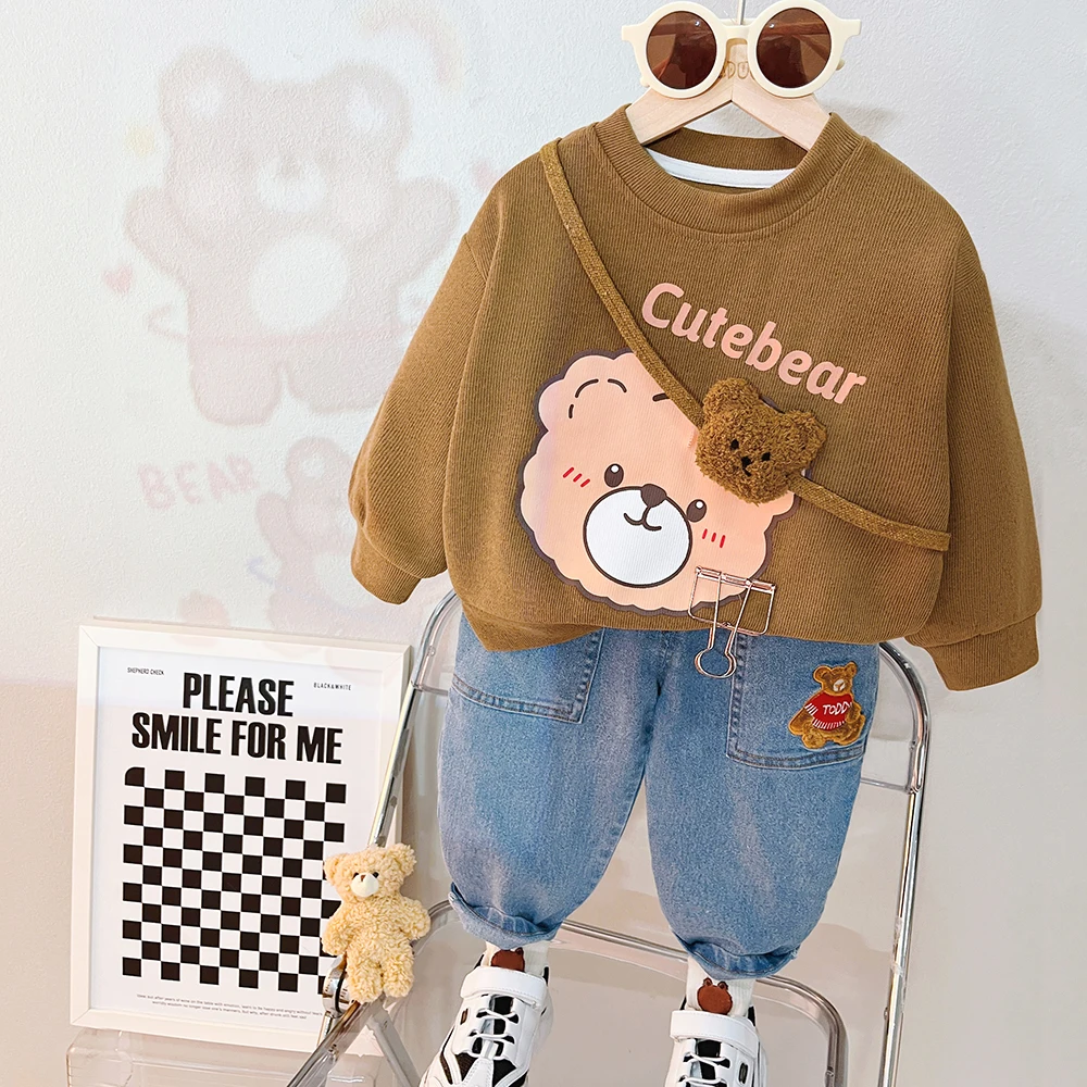 

2 шт./комплект, футболка и джинсы для младенцев