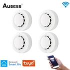 AUBESS Tuya Смарт Wi-Fi детекторы дыма, оксида углерода, умный дом, пожарный детектор, датчик дыма