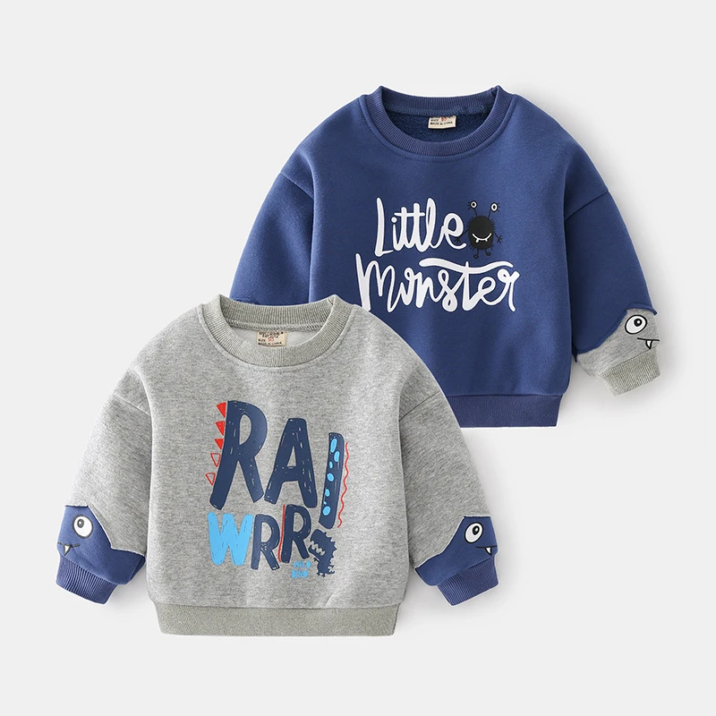 

2022 New Toddler Baby Boy Sweatshirt Cute Cartoon Infant Plush Hoodies Long Sleeve Cotton Sport Tops Winter Kids Casual Clothes