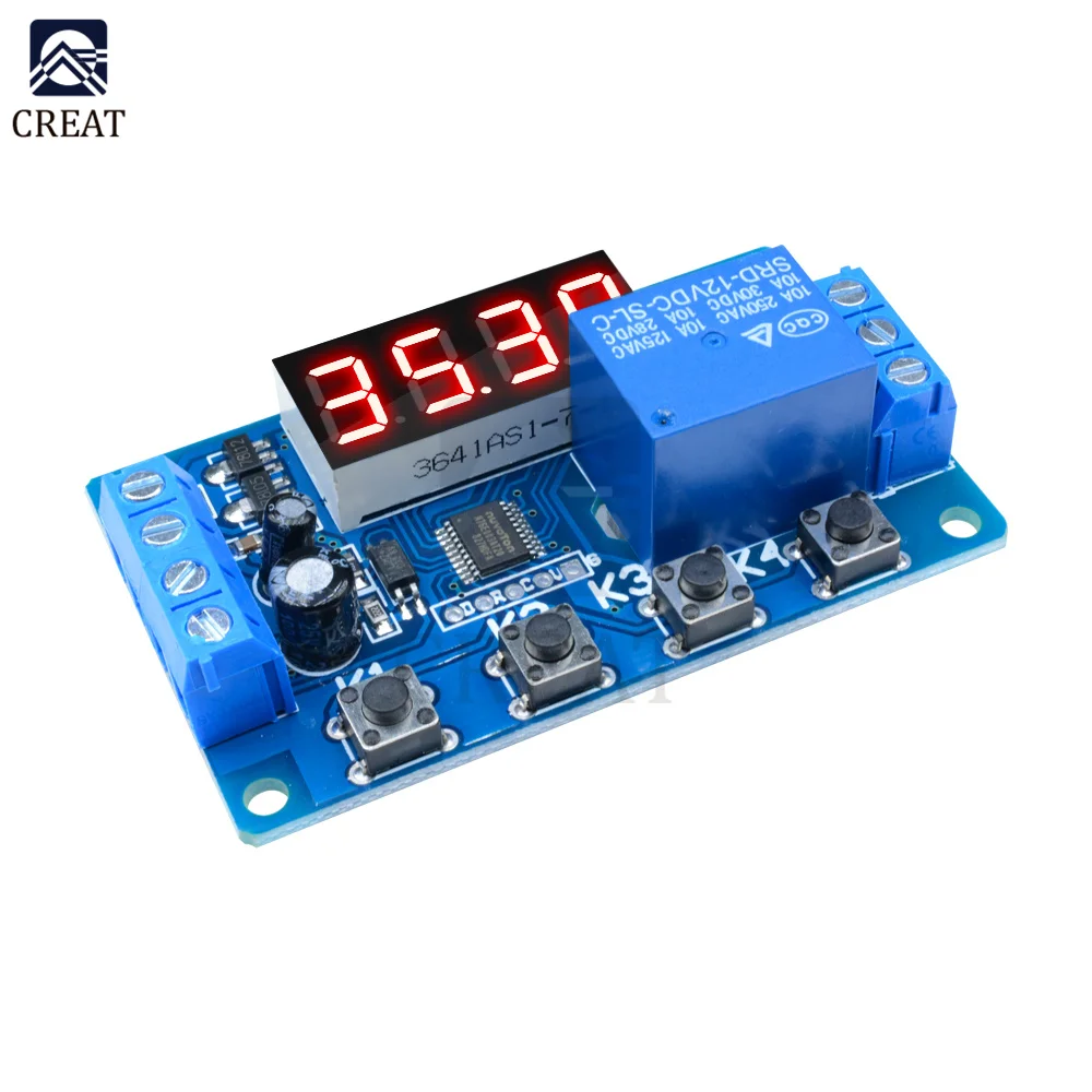 DC 12V Timer Delay Relay Digital LED Display Programmable Multi-Function Trigger Time Circuit Control Cycle Switch PLC Module |